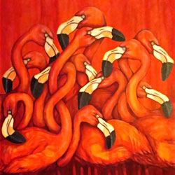 Flamingos 24 in. x 36 in. Acrylic on Canvas