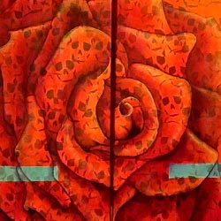 Rebels in the Roses 2 Panel 10 in. x 24 in. each Acrylic on Canvas