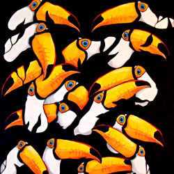Toucan Night 24 in. x 36 in. Acrylic on Canvas