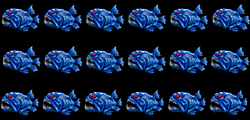 This is the sprite sheet created for the fish, which was used in the UDK as a particle system.